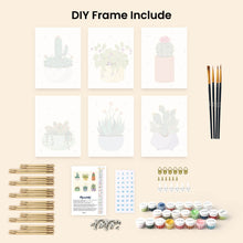 Load image into Gallery viewer, Mini Paint by numbers 6"x8" (6 pieces) - Cute Cactus Collection 1