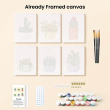 Load image into Gallery viewer, Mini Paint by numbers 6"x8" (6 pieces) - Cute Cactus Collection 1