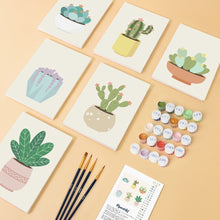 Load image into Gallery viewer, Mini Paint by numbers 6"x8" (6 pieces) - Cute Cactus Collectio 2