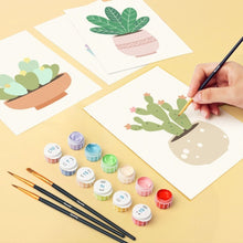 Load image into Gallery viewer, Mini Paint by numbers 6"x8" (6 pieces) - Cute Cactus Collectio 2