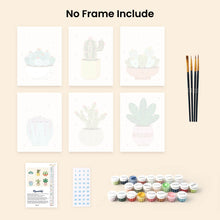 Load image into Gallery viewer, Mini Paint by numbers 6"x8" (6 pieces) - Cute Cactus Collectio 2