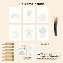 Load image into Gallery viewer, Mini Paint by numbers 6"x8" (6 pieces) - Cute Cactus Collectio 2