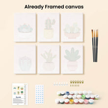 Load image into Gallery viewer, Mini Paint by numbers 6"x8" (6 pieces) - Cute Cactus Collectio 2