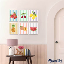Load image into Gallery viewer, Mini Paint by numbers 6"x8" (6 pieces) - Sunny Fruit Set