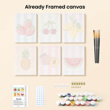 Load image into Gallery viewer, Mini Paint by numbers 6"x8" (6 pieces) - Sunny Fruit Set