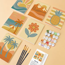 Load image into Gallery viewer, Mini Paint by numbers 6"x8" (6 pieces) - Retro Summer Vibes