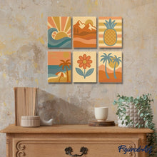Load image into Gallery viewer, Mini Paint by numbers 6"x8" (6 pieces) - Retro Summer Vibes
