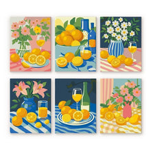 Load image into Gallery viewer, Mini Paint by numbers 6"x8" (6 pieces) - Golden Lemon Bouquet Figured'Art