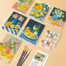 Load image into Gallery viewer, Mini Paint by numbers 6"x8" (6 pieces) - Golden Lemon Bouquet
