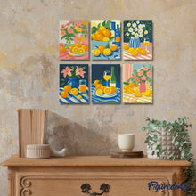 Load image into Gallery viewer, Mini Paint by numbers 6"x8" (6 pieces) - Golden Lemon Bouquet