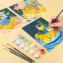 Load image into Gallery viewer, Mini Paint by numbers 6"x8" (6 pieces) - Golden Lemon Bouquet