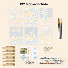 Load image into Gallery viewer, Mini Paint by numbers 6"x8" (6 pieces) - Golden Lemon Bouquet