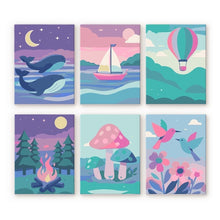 Load image into Gallery viewer, Mini Paint by numbers 6"x8" (6 pieces) - Little Dreamscapes Figured'Art