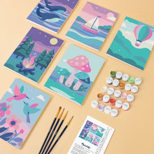 Load image into Gallery viewer, Mini Paint by numbers 6"x8" (6 pieces) - Little Dreamscapes