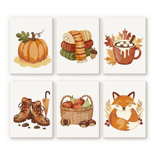 Load image into Gallery viewer, Mini Paint by numbers 6"x8" (6 pieces) - Autumn Hygge Figured'Art