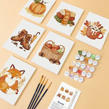 Load image into Gallery viewer, Mini Paint by numbers 6"x8" (6 pieces) - Autumn Hygge