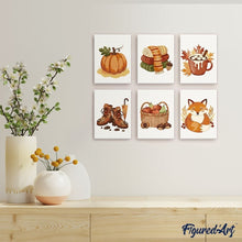 Load image into Gallery viewer, Mini Paint by numbers 6"x8" (6 pieces) - Autumn Hygge