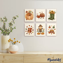 Load image into Gallery viewer, Mini Paint by numbers 6"x8" (6 pieces) - Autumn Harvest