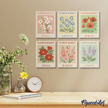 Load image into Gallery viewer, Mini Paint by numbers 6"x8" (6 pieces) - Flower Market 2