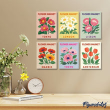 Load image into Gallery viewer, Mini Paint by numbers 6"x8" (6 pieces) - Flower Market 3