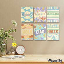 Load image into Gallery viewer, Mini Paint by numbers 6"x8" (6 pieces) - Hello World 1