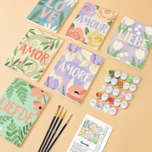 Load image into Gallery viewer, Mini Paint by numbers 6"x8" (6 pieces) - Floral Love 1