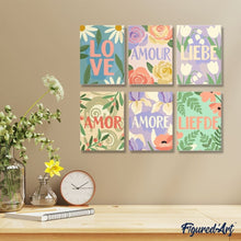 Load image into Gallery viewer, Mini Paint by numbers 6"x8" (6 pieces) - Floral Love 1