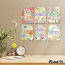 Load image into Gallery viewer, Mini Paint by numbers 6"x8" (6 pieces) - Floral Love 2