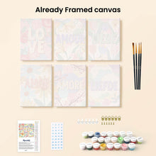 Load image into Gallery viewer, Mini Paint by numbers 6"x8" (6 pieces) - Floral Love 2