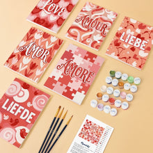 Load image into Gallery viewer, Mini Paint by numbers 6"x8" (6 pieces) - Sweet Hearts