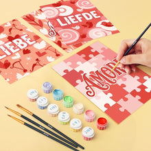 Load image into Gallery viewer, Mini Paint by numbers 6"x8" (6 pieces) - Sweet Hearts