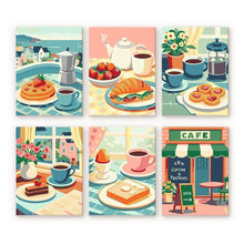 Load image into Gallery viewer, Mini Paint by numbers 6"x8" (6 pieces) - Café Delights Figured'Art