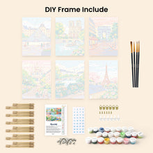 Load image into Gallery viewer, Mini Paint by numbers 6"x8" (6 pieces) - Parisian Dreams