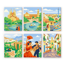 Load image into Gallery viewer, Mini Paint by numbers 6"x8" (6 pieces) - European Landmarks Figured'Art