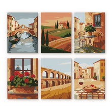 Load image into Gallery viewer, Mini Paint by numbers 6"x8" (6 pieces) - Italian Countryside Figured'Art