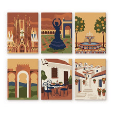 Load image into Gallery viewer, Mini Paint by numbers 6"x8" (6 pieces) - Andalusian Dreams Figured'Art