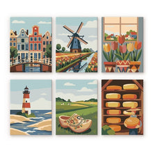 Load image into Gallery viewer, Mini Paint by numbers 6"x8" (6 pieces) - Holland in Bloom Figured'Art