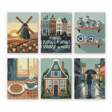 Load image into Gallery viewer, Mini Paint by numbers 6"x8" (6 pieces) - Dutch Traditions Figured'Art
