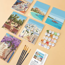 Load image into Gallery viewer, Mini Paint by numbers 6"x8" (6 pieces) - Santorini Dreams