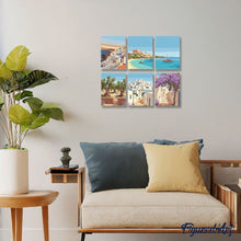 Load image into Gallery viewer, Mini Paint by numbers 6"x8" (6 pieces) - Santorini Dreams