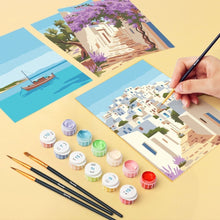 Load image into Gallery viewer, Mini Paint by numbers 6"x8" (6 pieces) - Santorini Dreams