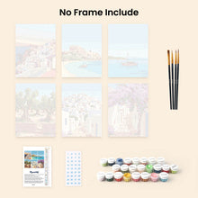 Load image into Gallery viewer, Mini Paint by numbers 6"x8" (6 pieces) - Santorini Dreams