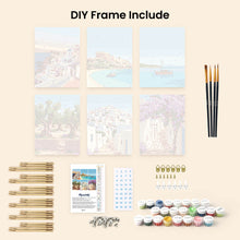 Load image into Gallery viewer, Mini Paint by numbers 6"x8" (6 pieces) - Santorini Dreams