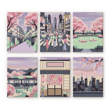 Load image into Gallery viewer, Mini Paint by numbers 6"x8" (6 pieces) - Tokyo Springtime Figured'Art