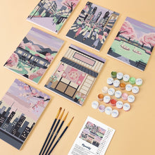 Load image into Gallery viewer, Mini Paint by numbers 6"x8" (6 pieces) - Tokyo Springtime