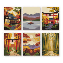 Load image into Gallery viewer, Mini Paint by numbers 6"x8" (6 pieces) - Serene Japan Figured'Art