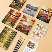 Load image into Gallery viewer, Mini Paint by numbers 6"x8" (6 pieces) - Serene Japan