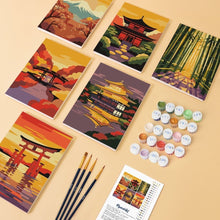 Load image into Gallery viewer, Mini Paint by numbers 6"x8" (6 pieces) - Sunset in Japan