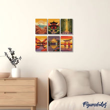 Load image into Gallery viewer, Mini Paint by numbers 6"x8" (6 pieces) - Sunset in Japan