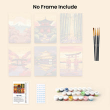 Load image into Gallery viewer, Mini Paint by numbers 6"x8" (6 pieces) - Sunset in Japan